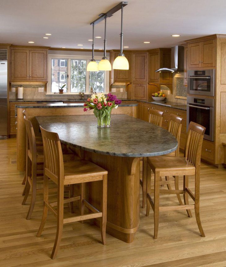 Grey granite top kitchen table idea