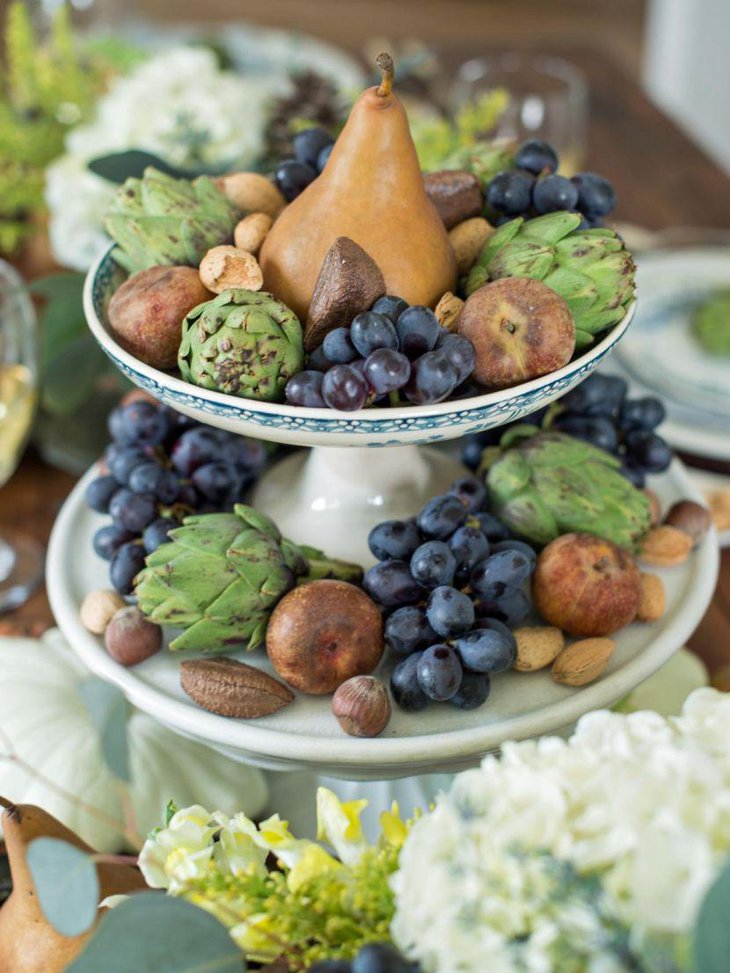 Harvest inspired fruit decoration for Thanksgiving