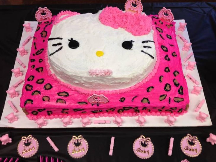 Hello Kitty Cheetah Print Baby Shower Cake