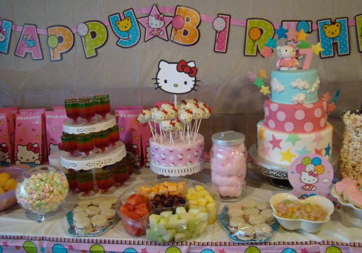 Hello Kitty Dessert Table With Cake CakePops Other Goodies