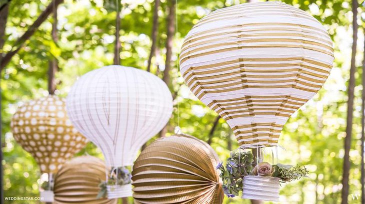 Hot Air Brown and White Wedding Balloon Centerpieces