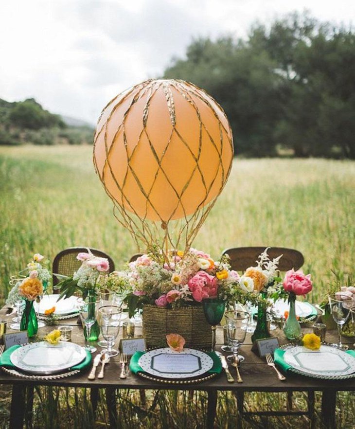 Hot Air Outdoor Orange Wedding Balloon Centerpiece