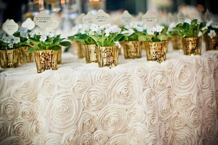 Ivory Rosette Table Linen for Weddings