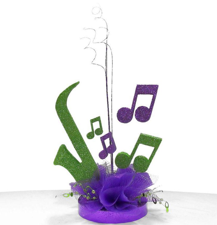 Jazz music themed sweet 16 birthday table centerpiece