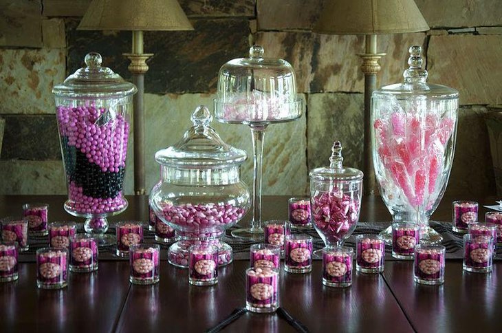 Lavender accented wedding candy table