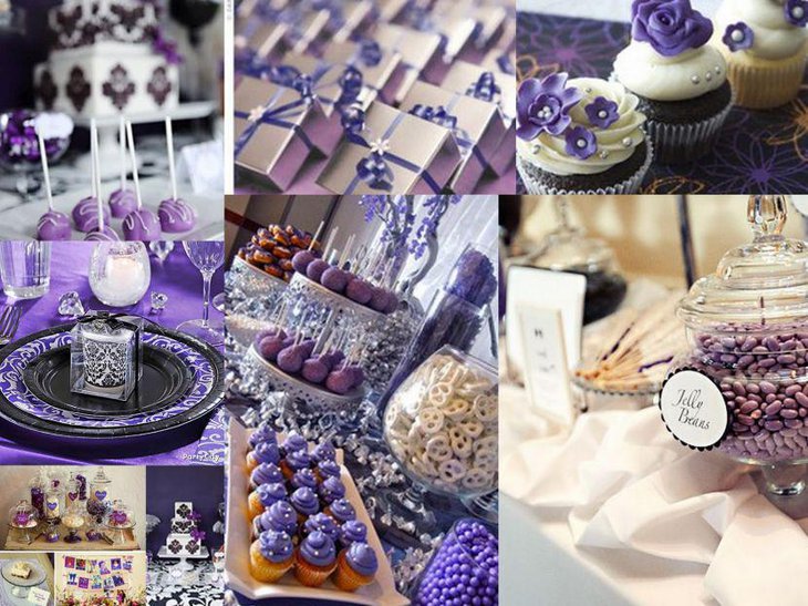 Lavish wedding candy buffet ideas in purple