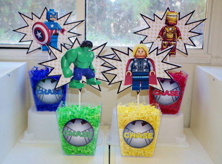 Lego Avengers centerpiece for kids party