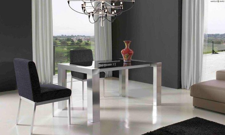 Leidy expandable glass dining table