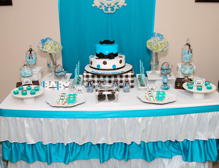 Little Man Blue Themed Spring Baby Shower Idea for Boys