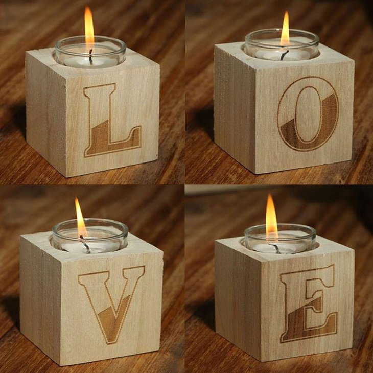 Love tea light candle holder centerpieces