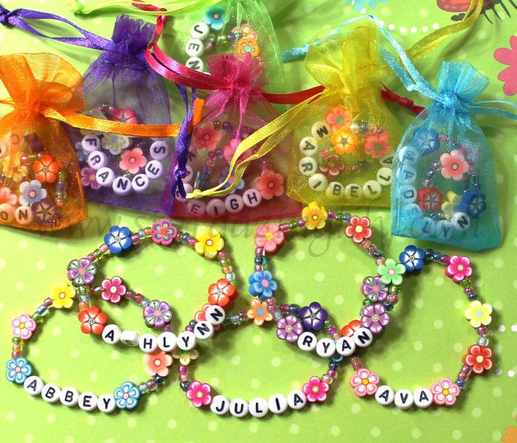 Lovely bracelets as party favors for summer garden party