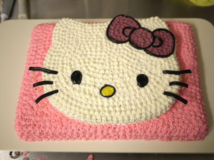 Lovely Pink And White Hello Kitty Birthday Cake