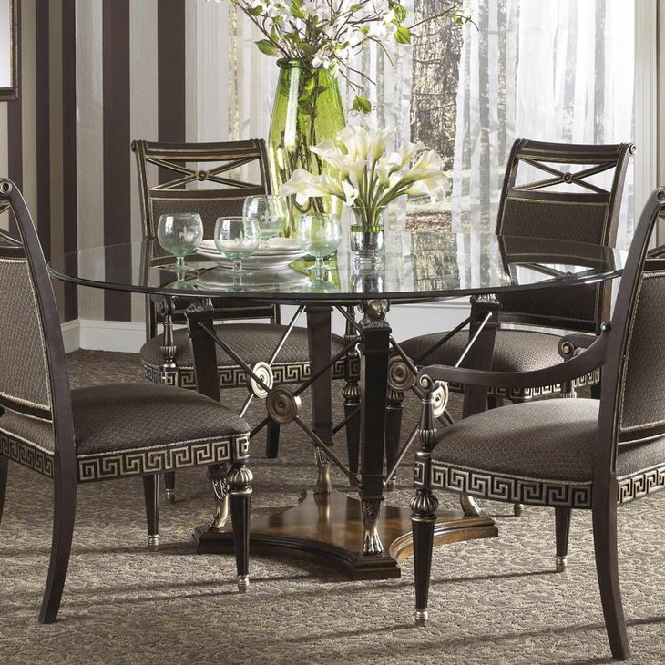 Luxurious Glass Round Dining Table Set