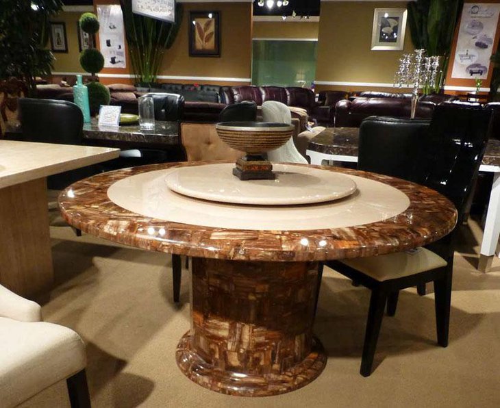 Luxurious Granite Round Dining Table Set