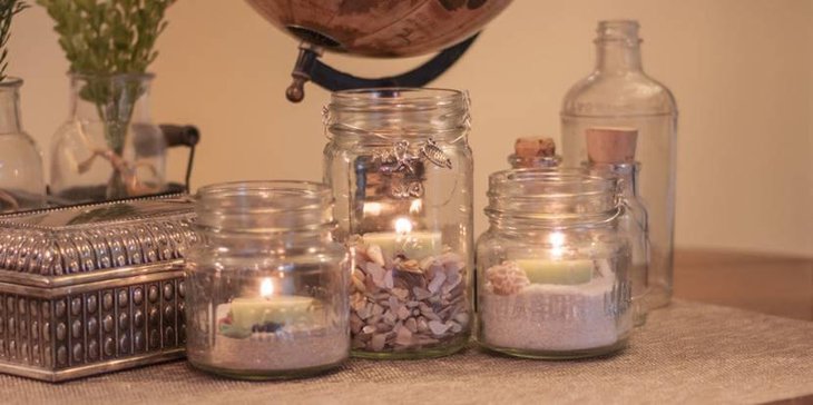 Mason Jar Candle Holders with Sand