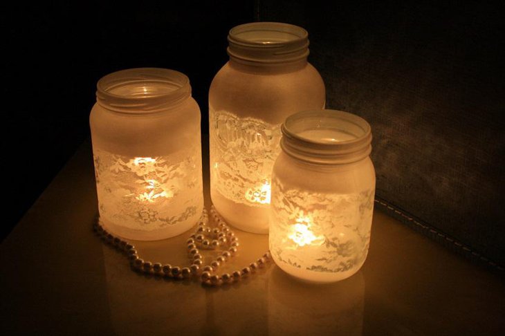 mason jar decorated with lace