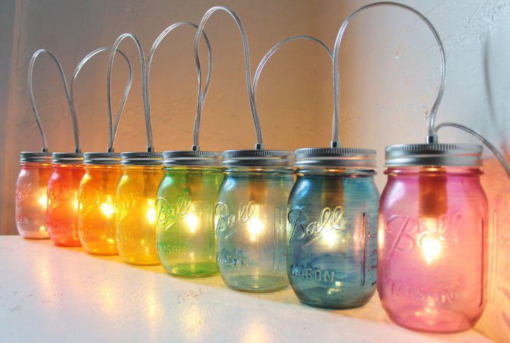 Mason jar lanterns for baby shower