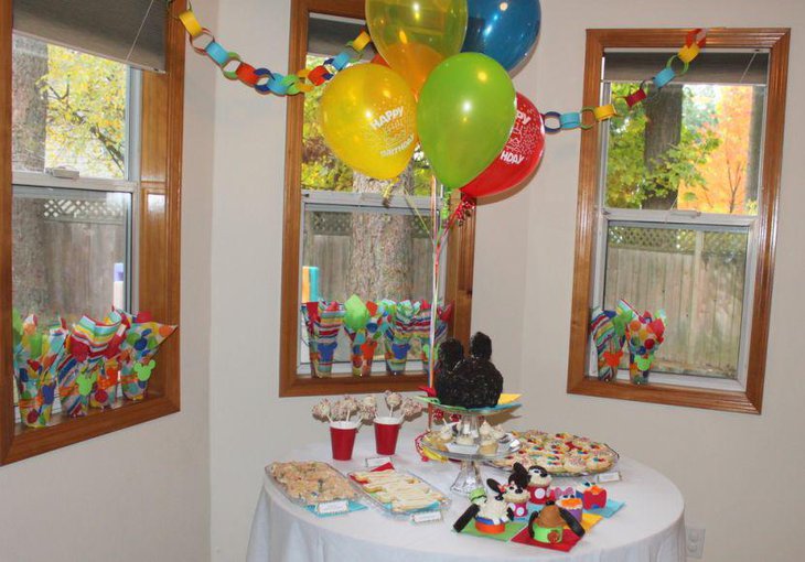 Mickey Mouse themed birthday dessert table decor