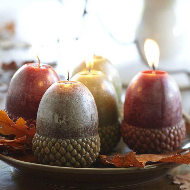 Mini Acorn Candles as Table Centerpiece