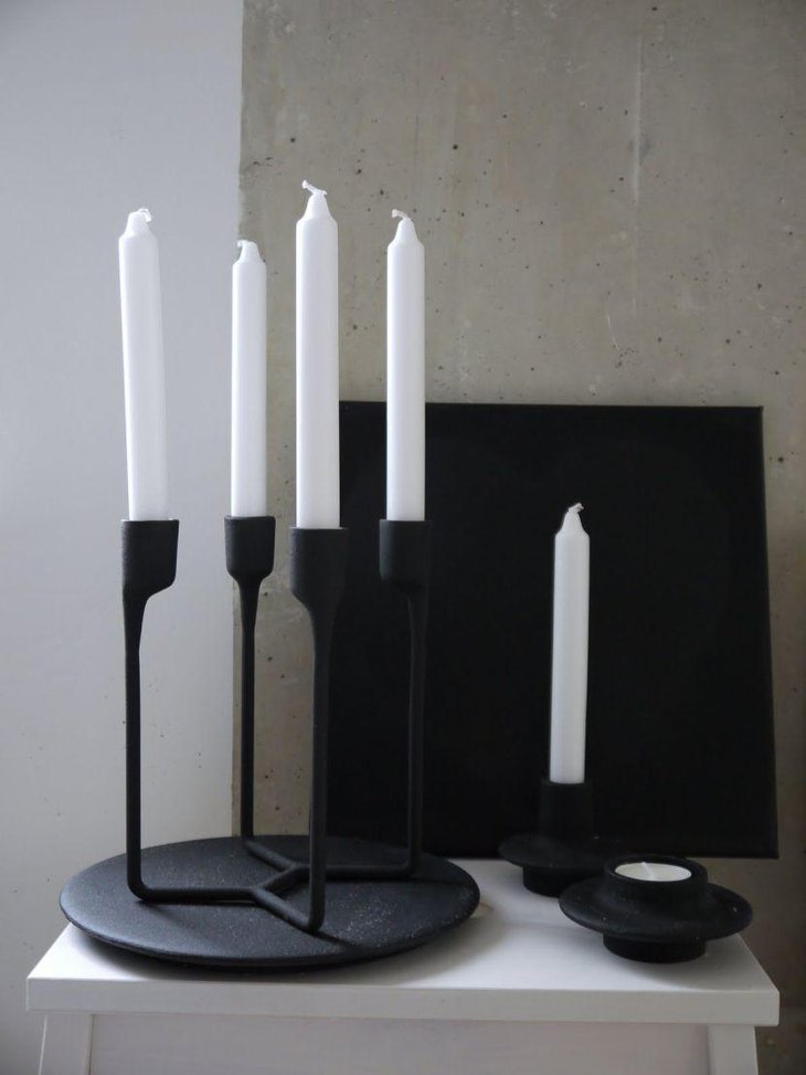 Modern black metal candelabra table centerpiece