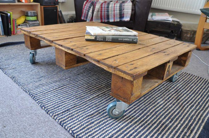 Modern DIY coffee table plan with old wooden pallets