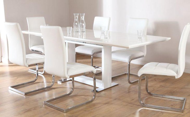 Modern Expandable Dining Table In White