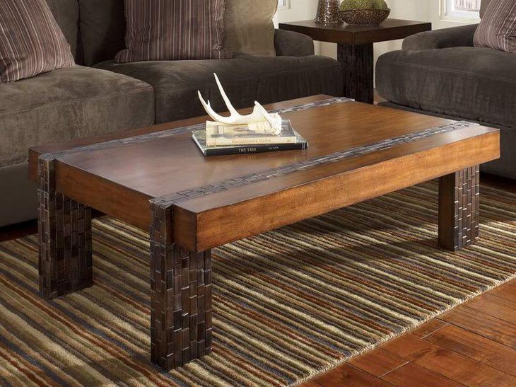 Modern rustic coffee table in rectangle