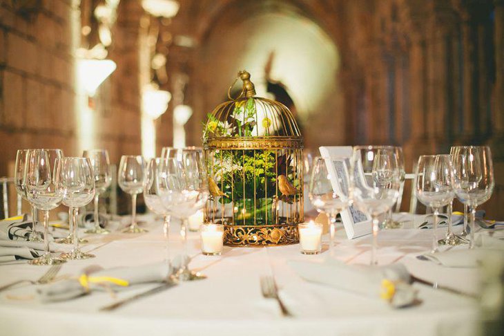 Modern rustic wedding birdcage centerpiece 1