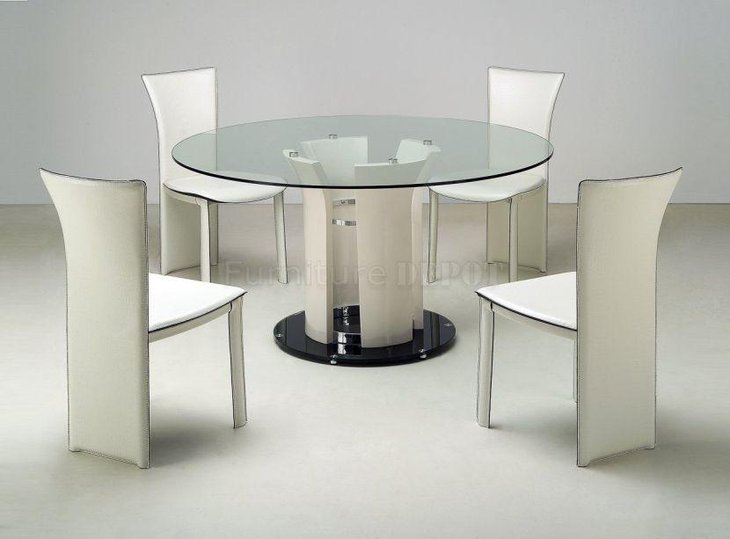 Modern styled round glass dining table set