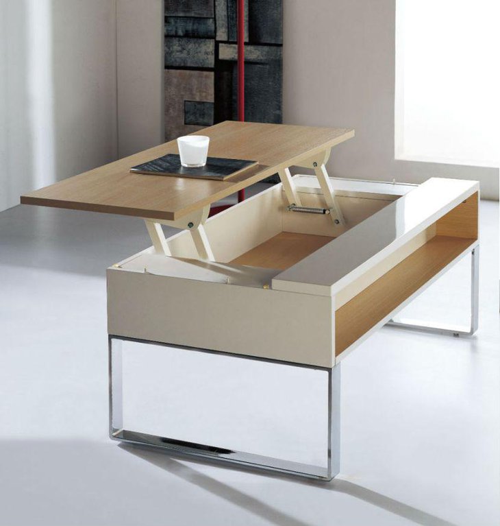 Modern white lift top coffee table