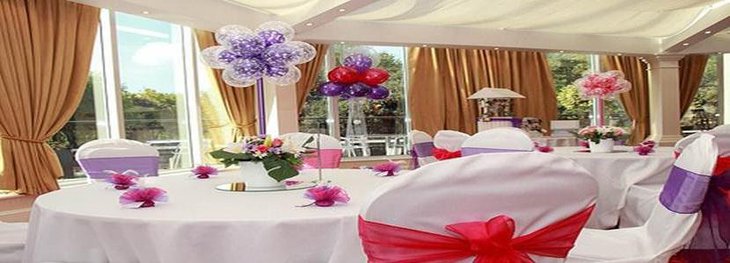 Multi Colored White Purple and Red Balloon Wedding Centerpiece