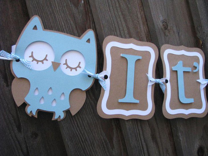 Owl banner for boy baby shower