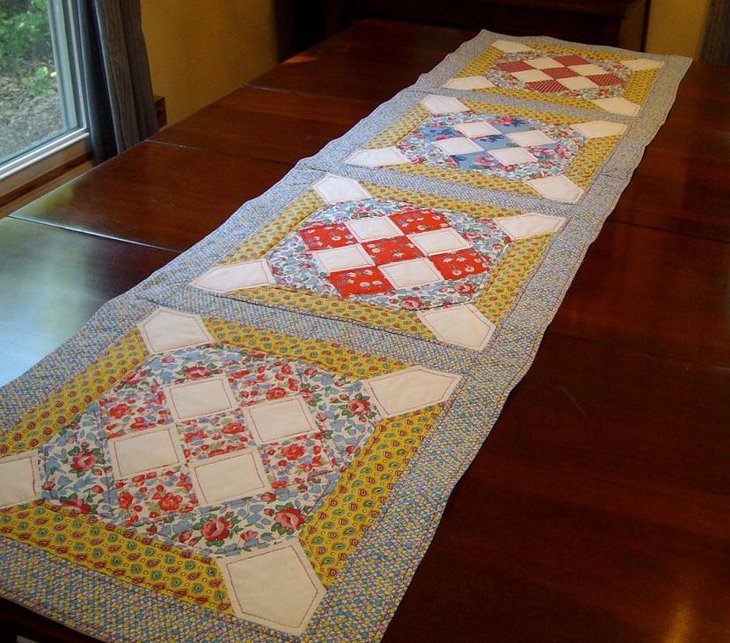 Patchwork Colorful Easter Table Runner