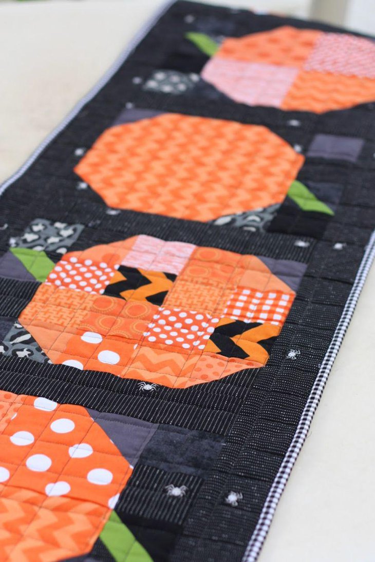 Patchwork pumpkin table runner