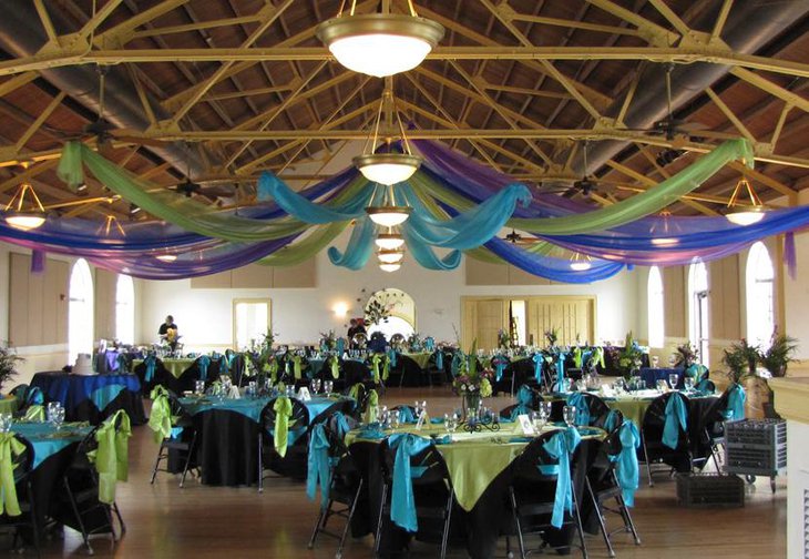 Peacock and Lime Green Table Linen for Weddings