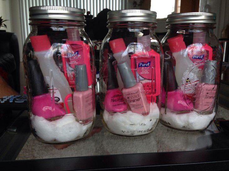 Pedicure in a jar baby shower favors