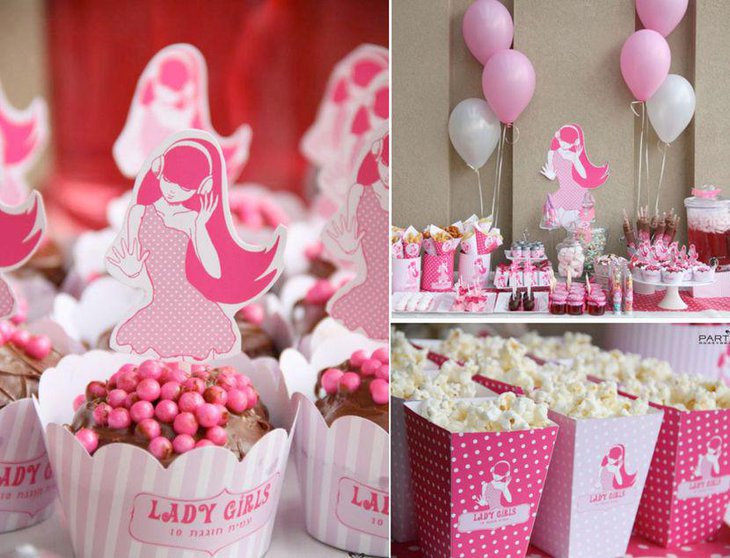 Pink girls brithday table decor