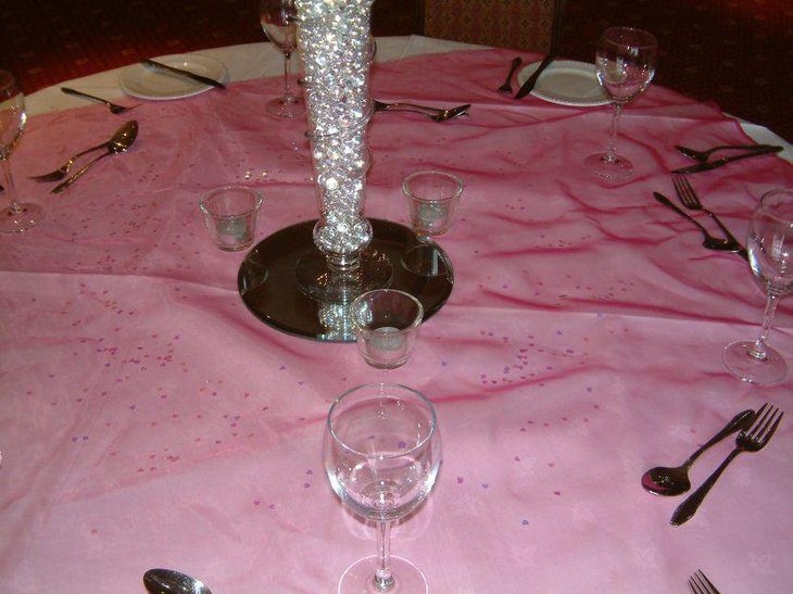 Pink shimmering winter wonderland table