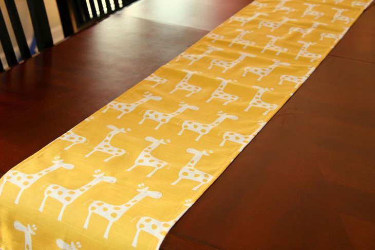 Pretty Giraffe Printed Yellow Table Runner