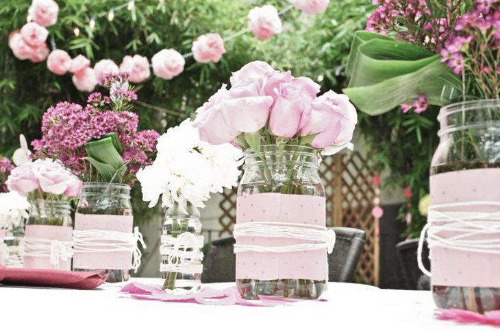 Pretty Pink and White Birdal Shower Centerpiece