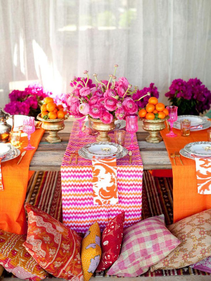Pretty pink DIY wedding table decoration idea