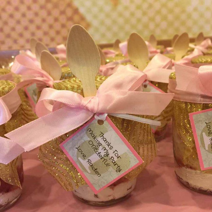 Pretty pink mason jar wedding favors