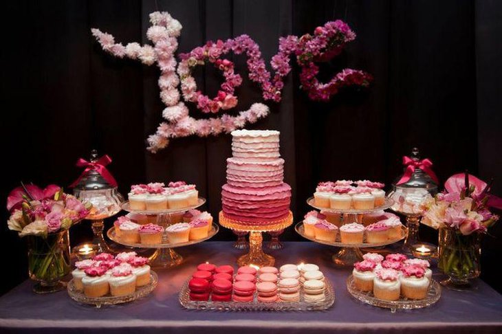 Pretty pink themed dessert table design