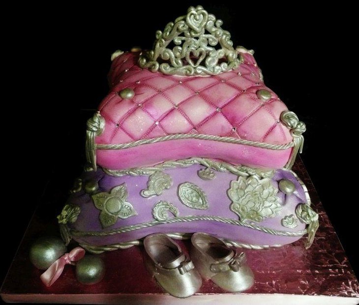 Princess baby shower mauve and pink cake