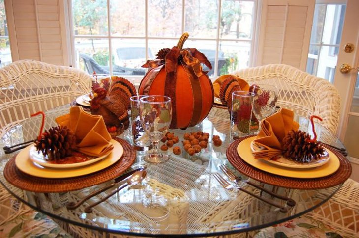 Pumpkin Ribbon Thanksgiving Centerpiece Decorations