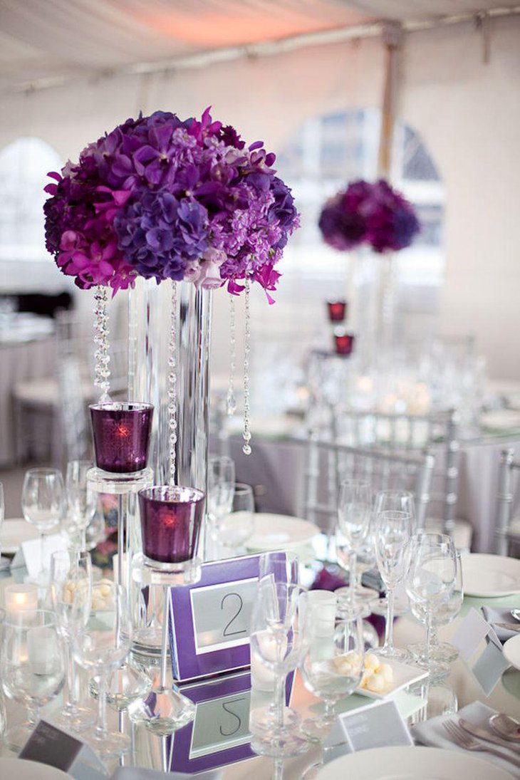 Purple floral wedding centerpiece 1