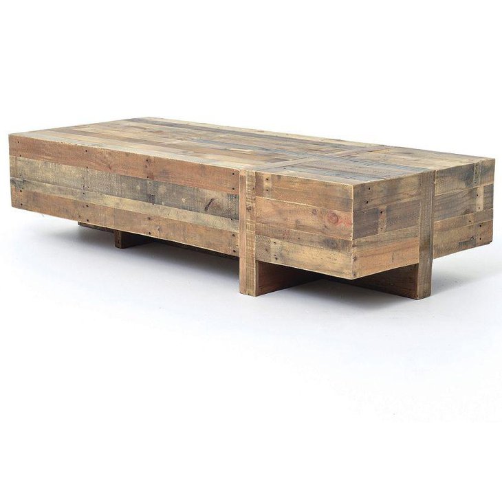 Reclaimed block rustic coffee table