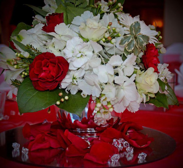 Red and white flower decoration