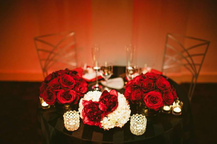 Red and White Roses as Centerpieces
