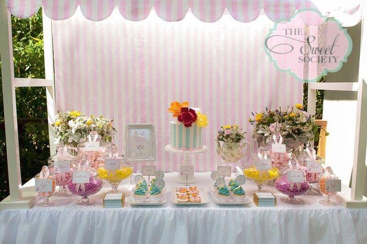 Refreshing shabby chic garden themed baby girl shower decor idea